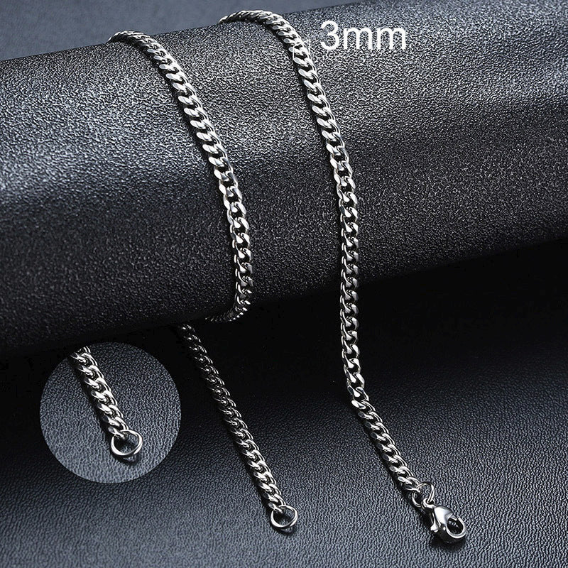 Stainless Steel Necklace Six-sided Grinding Cuban Link Chain Personality Simple Sweater Chain