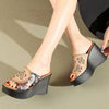 Fashion Hollowed-out Hibiscus Flower Wedge Slippers