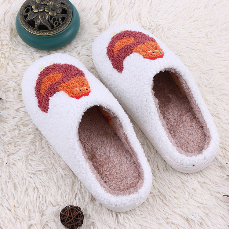 Chicken Printed Plush Slippers Soft Bottom Warm Keeping Home Cotton