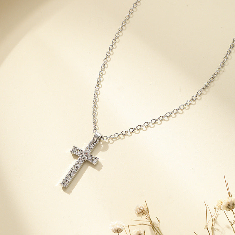 Hip Hop Men's And Women's Classic Accessories Diamond Cross Necklace Simple