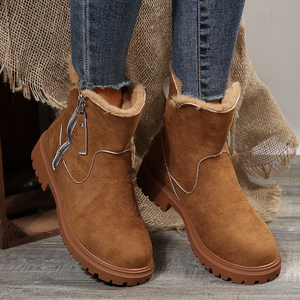 Snow Boots Women's Trendy Winter New Short Suede Fur Integrated