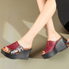 Fashion Hollowed-out Hibiscus Flower Wedge Slippers