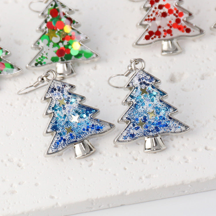 Creative Handmade Christmas Tree Shape Dried Flower Earrings