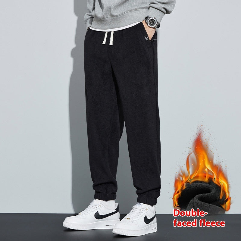 Thickened Outer Wear Loose Double-sided Velvet Ankle-tied Sports Pants For Men