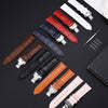 Butterfly Clasp Business Bamboo Pattern Cowhide Leather Watch Band