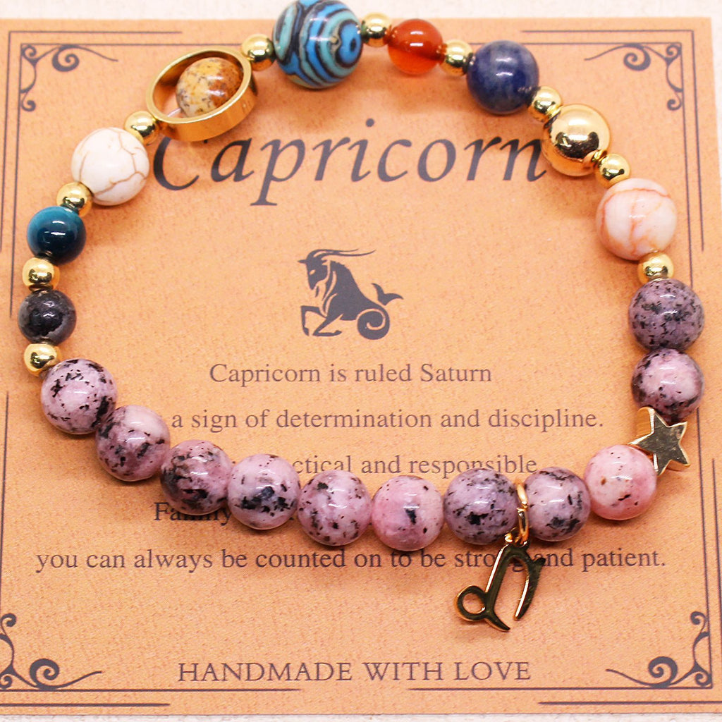 Eight Planets 12 Constellation Bracelet Natural Stone Hemp Stone