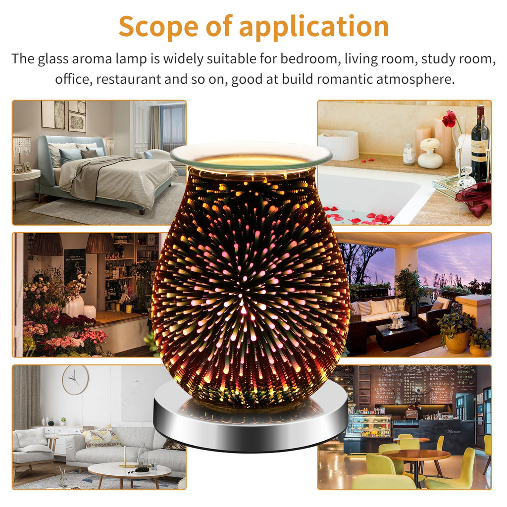 3D Fireworks Effect Touch Aromatherapy Machine Electric Wax Melter Smokeless Aroma Lamp Essential Oil Burner Aroma Accessories