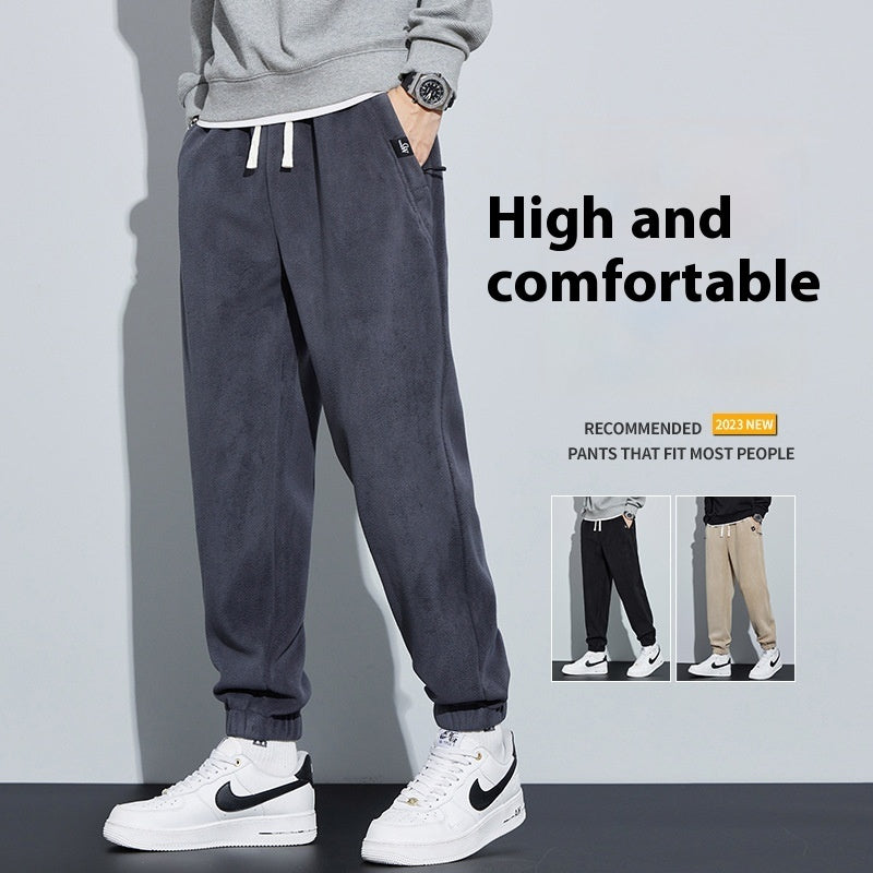 Thickened Outer Wear Loose Double-sided Velvet Ankle-tied Sports Pants For Men