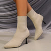 New Korean Style Fashion Pointed High Heel Knitted Stretch Thin Boots Women