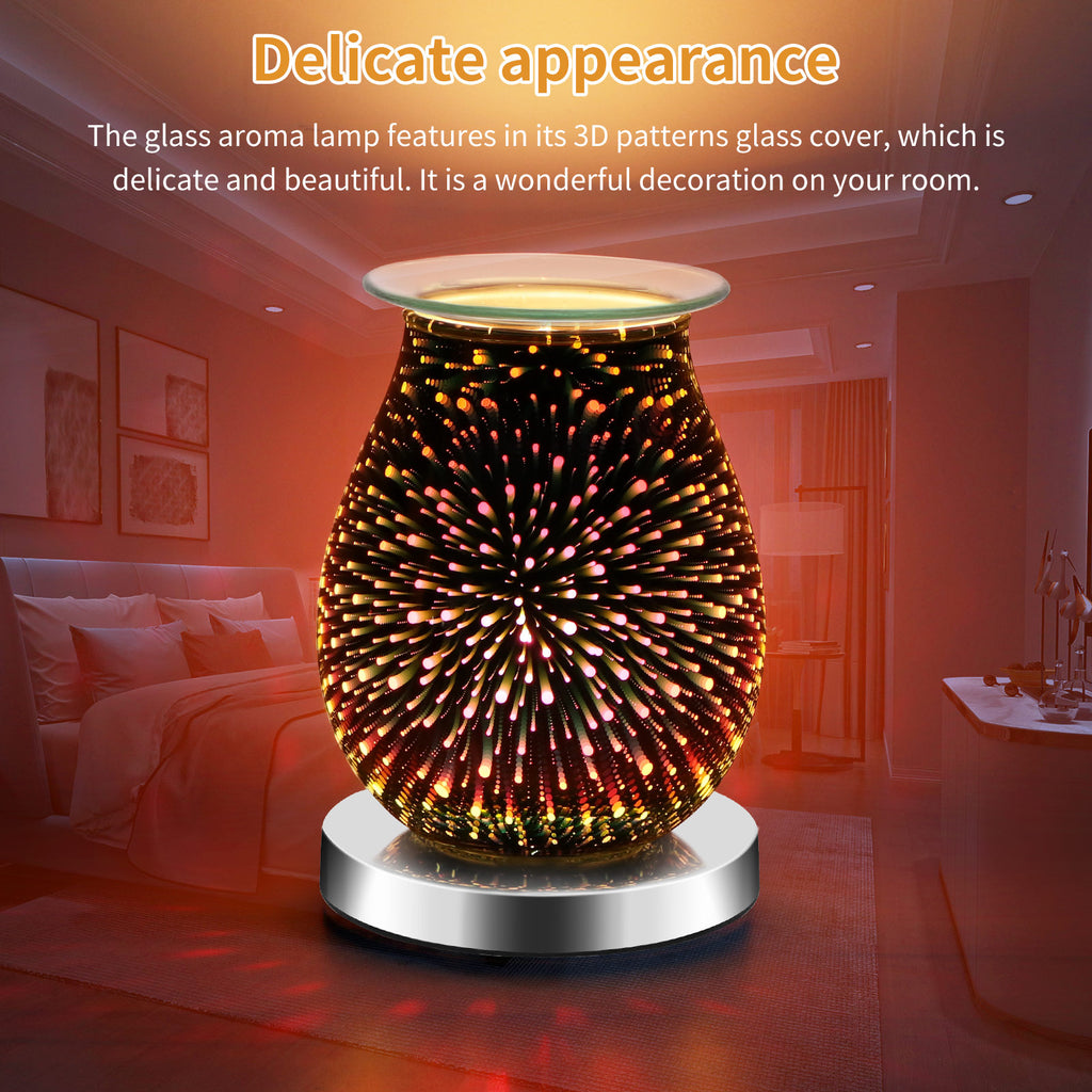 3D Fireworks Effect Touch Aromatherapy Machine Electric Wax Melter Smokeless Aroma Lamp Essential Oil Burner Aroma Accessories