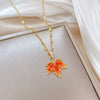 Red Maple Leaf Light Luxury Bone Chain Titanium Steel Necklace