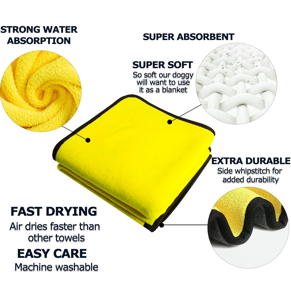 Dog Towels For Drying Dogs Drying Towel Dog Bath Towel, Quick-drying Pet Dog And Cat Towels Soft Fiber Towels Robe Super Absorbent Quick Drying Soft Microfiber Pet Towel For Dogs, Cats Yellow