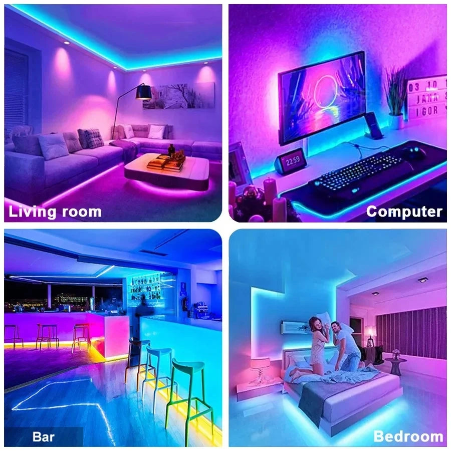 RGB 5050 LED Light Strip USB APP Control Color Changing Lights Flexible Lamp Tape Ribbon Diode Festival Party TV Desk Room Decor