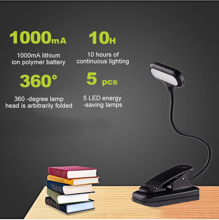 Mini LED Book Night Light Table Lamp Eye Protection Adjustable Clip-On Desk Lamp Battery Powered Flexible Study Bedroom Reading