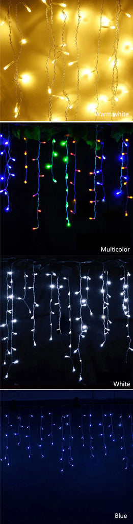 5m-40m Outdoor LED String Lights Christmas Garland LED Icicle Curtain Light Droop 0.6m Garden Street Wedding Decorative lighting