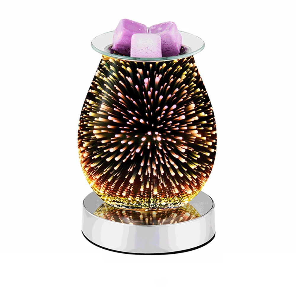 3D Fireworks Effect Touch Aromatherapy Machine Electric Wax Melter Smokeless Aroma Lamp Essential Oil Burner Aroma Accessories