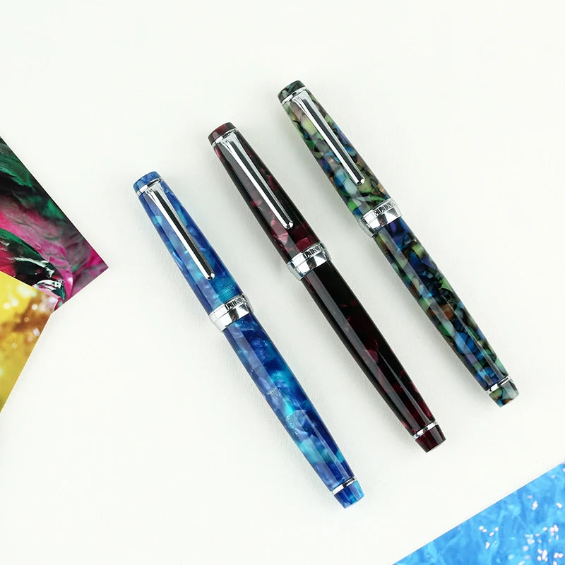 Fountain Pen ink Full Metal Clip Pens majohn New Moon Resin Fountain Pen Iridium Extra Fine Nib School Office Supplies