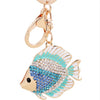 EASYA Fashion Rhinestone Cute Colorful Fish Key Ring Chain 2 Colors Pink Blue Car Keychain for Women Bags Charm CHY-2415