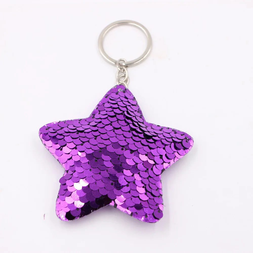 Cute Heart Star Unicorn Animal Glitter  Sequins Keychain Anime  Key Chain Gifts for Women Car Bag Accessories Keys Ring Jewelry