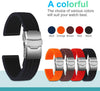 Silicone Watch Strap Replacement Rubber 18/20/22/24 mm Watch Band Stripe Pattern Bracelet Folding Stainless Steel Buckle Tool