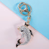 EASYA Fashion Rhinestone Cute Colorful Fish Key Ring Chain 2 Colors Pink Blue Car Keychain for Women Bags Charm CHY-2415