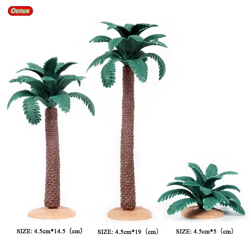 Oenux Home Decoration Simulation Farm Scene Series Animals Model Cactus Palm Trees Shove Action Figures Miniature Cute Kid Toy