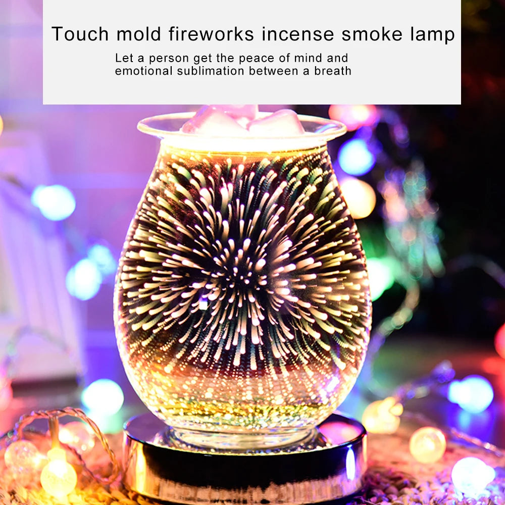 3D Fireworks Effect Touch Aromatherapy Machine Electric Wax Melter Smokeless Aroma Lamp Essential Oil Burner Aroma Accessories