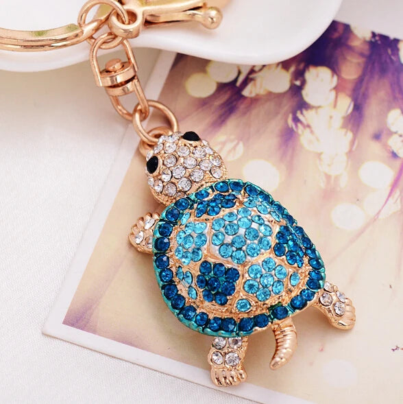 EASYA Fashion Rhinestone Cute Colorful Fish Key Ring Chain 2 Colors Pink Blue Car Keychain for Women Bags Charm CHY-2415