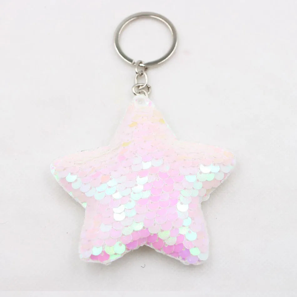 Cute Heart Star Unicorn Animal Glitter  Sequins Keychain Anime  Key Chain Gifts for Women Car Bag Accessories Keys Ring Jewelry