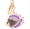 EASYA Fashion Rhinestone Cute Colorful Fish Key Ring Chain 2 Colors Pink Blue Car Keychain for Women Bags Charm CHY-2415