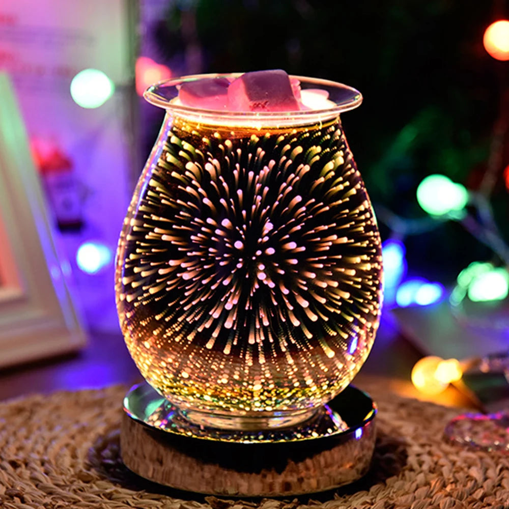 3D Fireworks Effect Touch Aromatherapy Machine Electric Wax Melter Smokeless Aroma Lamp Essential Oil Burner Aroma Accessories