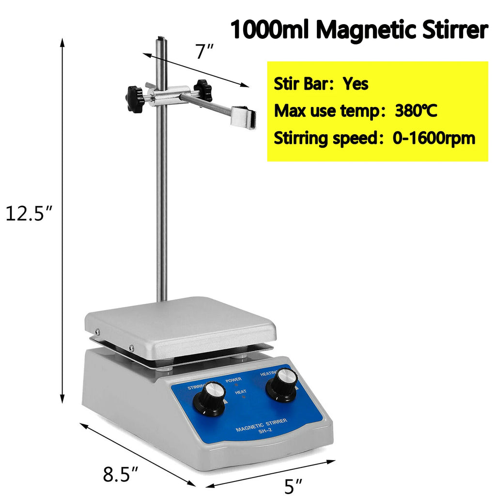 VEVOR 1000ML 3000ML Electric Magnetic Stirrer Hot Plate Vortex Mixer Shaker With Stir Bar Medical Bioloicgal Chemical Laboratory