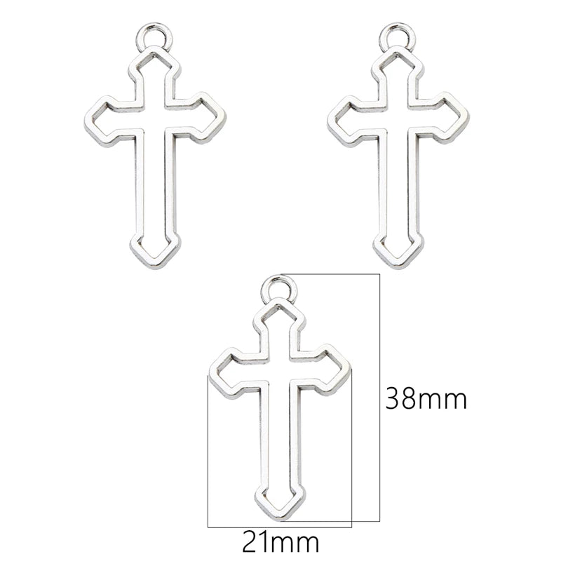 10-40Pcs 14-49mm Antique Silver Cross Alloy Charms Pendants for Necklace Bracelet Earring DIY Jewelry Rosary Making Findings