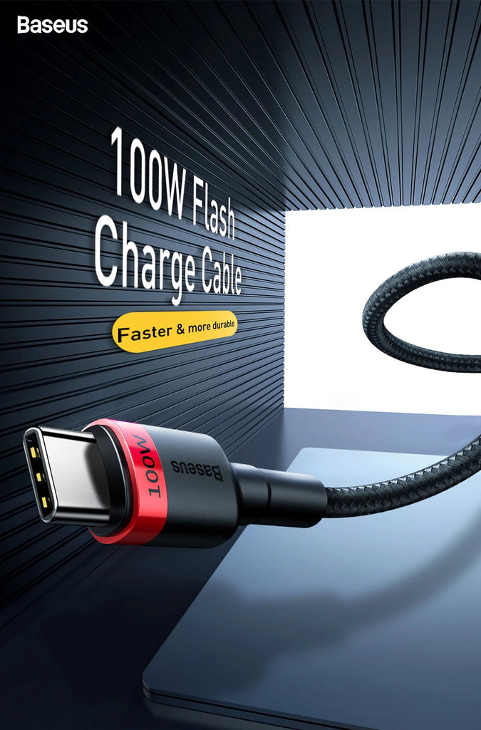 Baseus-USB C to USBC Cable, PD Fast Charging Cable, MacBook, Samsung, Xiaomi Phone, 2M Quick Charge, 3.0 A, Type C, 100W