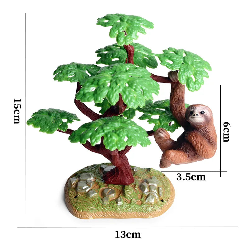 Oenux Home Decoration Simulation Farm Scene Series Animals Model Cactus Palm Trees Shove Action Figures Miniature Cute Kid Toy