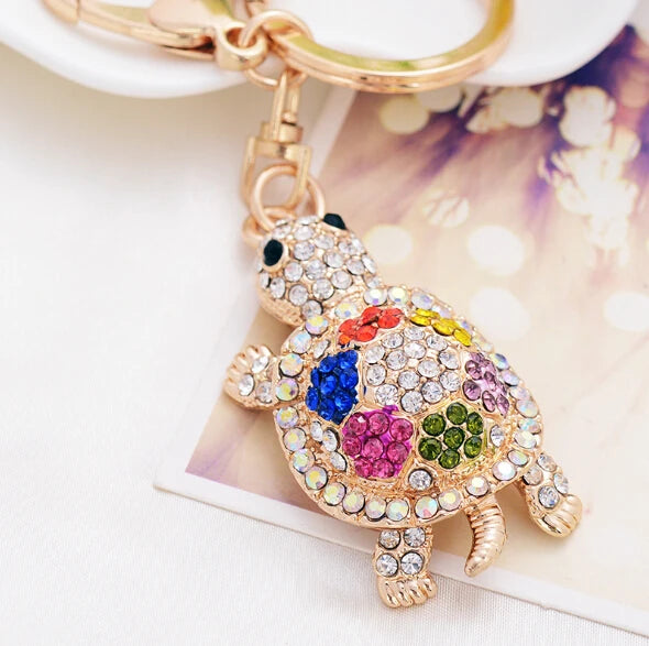 EASYA Fashion Rhinestone Cute Colorful Fish Key Ring Chain 2 Colors Pink Blue Car Keychain for Women Bags Charm CHY-2415