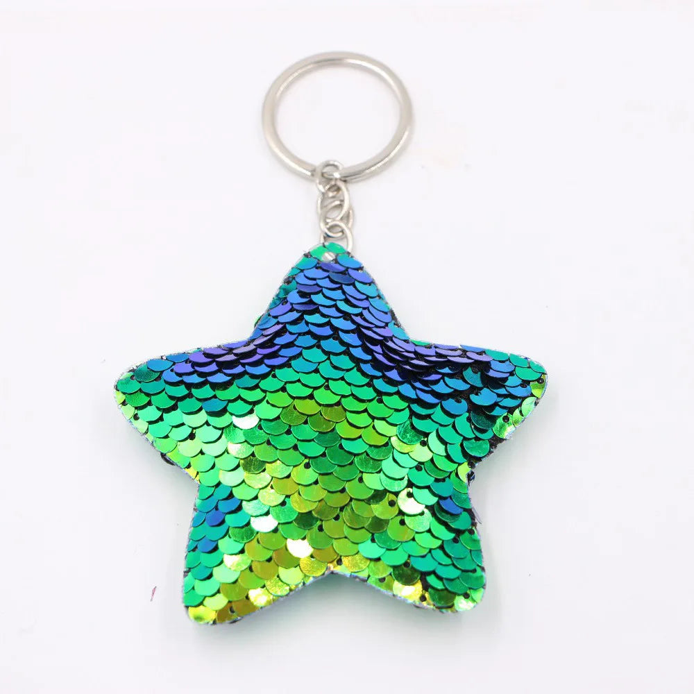 Cute Heart Star Unicorn Animal Glitter  Sequins Keychain Anime  Key Chain Gifts for Women Car Bag Accessories Keys Ring Jewelry