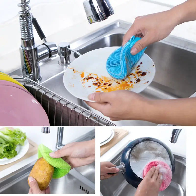 Magic Cleaning Brushes Soft Silicone Dish Bowl Pot Pan Cleaning Sponges Scouring Pads Cooking Cleaning Tool Kitchen Accessories