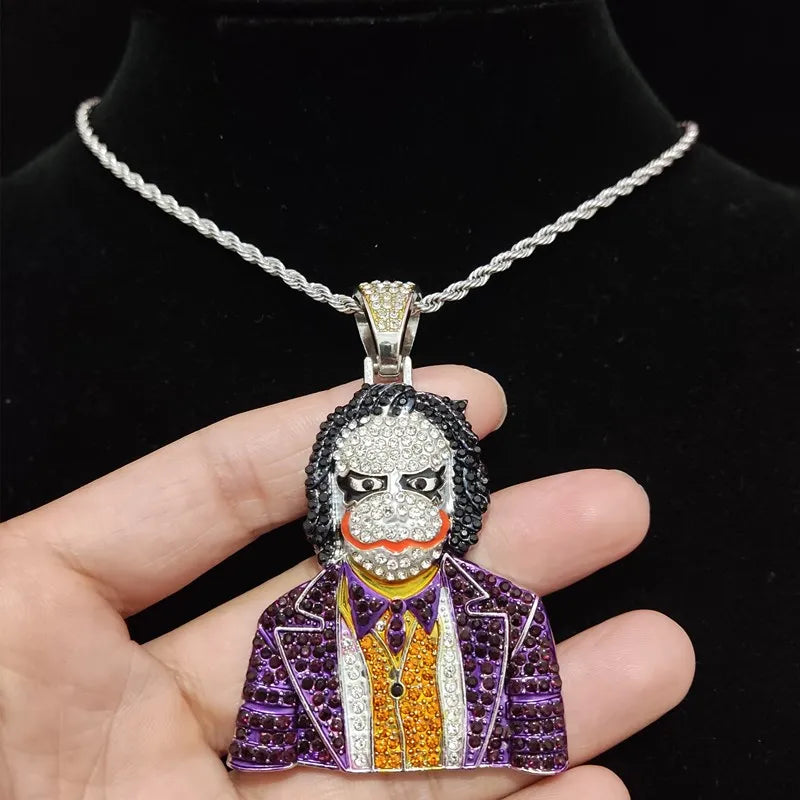 Men Women Hip Hop Iced Out Bling Bling Clown Pendant Necklace with 11mm Miami Cuban Chain HipHop Necklaces Fashion Charm Jewelry