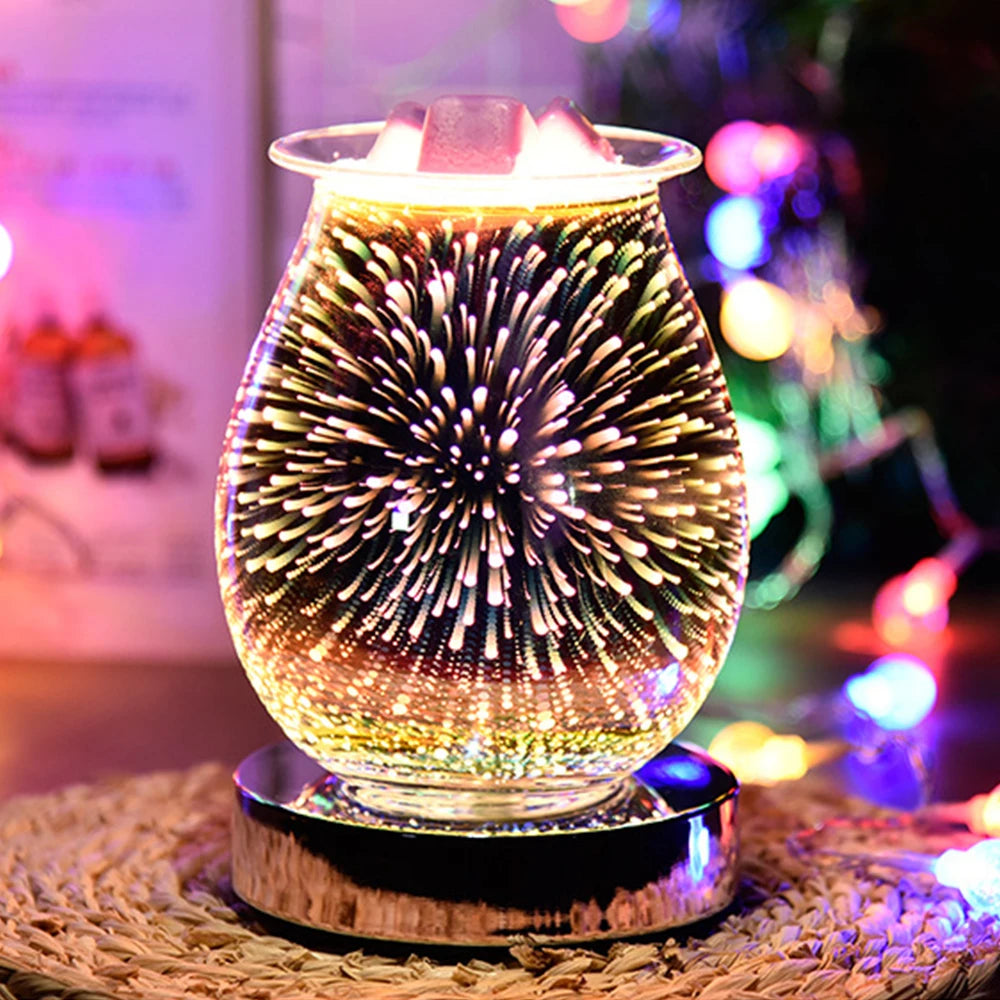 3D Fireworks Effect Touch Aromatherapy Machine Electric Wax Melter Smokeless Aroma Lamp Essential Oil Burner Aroma Accessories