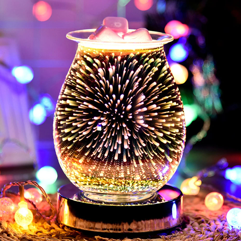 3D Fireworks Effect Touch Aromatherapy Machine Electric Wax Melter Smokeless Aroma Lamp Essential Oil Burner Aroma Accessories