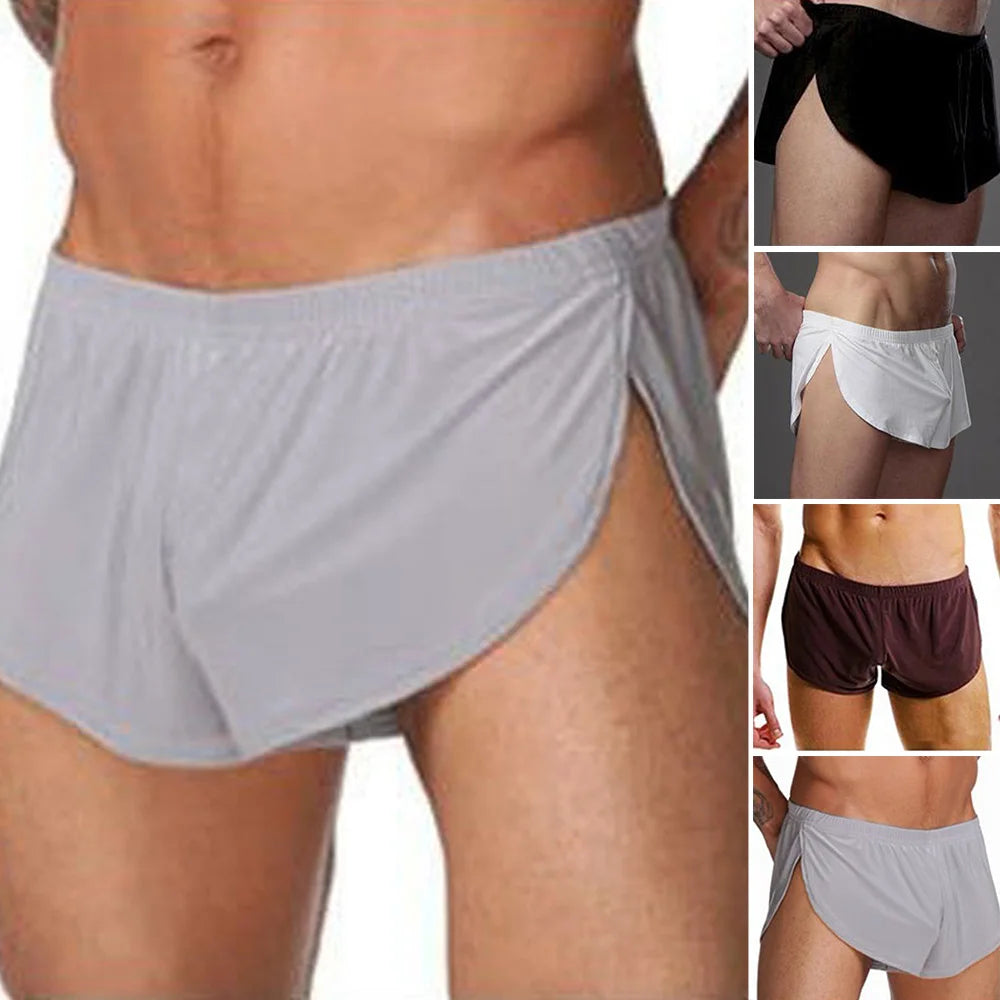 Lounge  brief Men's Pajama Sleep Bottoms Sexy Underwear Side Split Shorts Casual Home Comfortable Loose panties Sleepwear