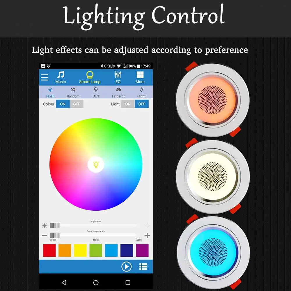 Led Ceiling Round Downlight Bluetooth 4.0 Remote Control Music App Smart Light Fixtures For Home Baseus Kitchen Indoor Lighting