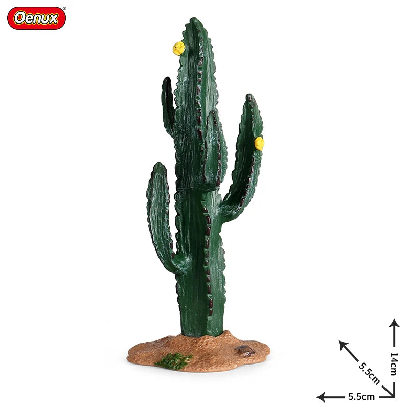 Oenux Home Decoration Simulation Farm Scene Series Animals Model Cactus Palm Trees Shove Action Figures Miniature Cute Kid Toy