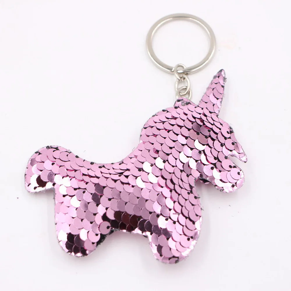 Cute Heart Star Unicorn Animal Glitter  Sequins Keychain Anime  Key Chain Gifts for Women Car Bag Accessories Keys Ring Jewelry