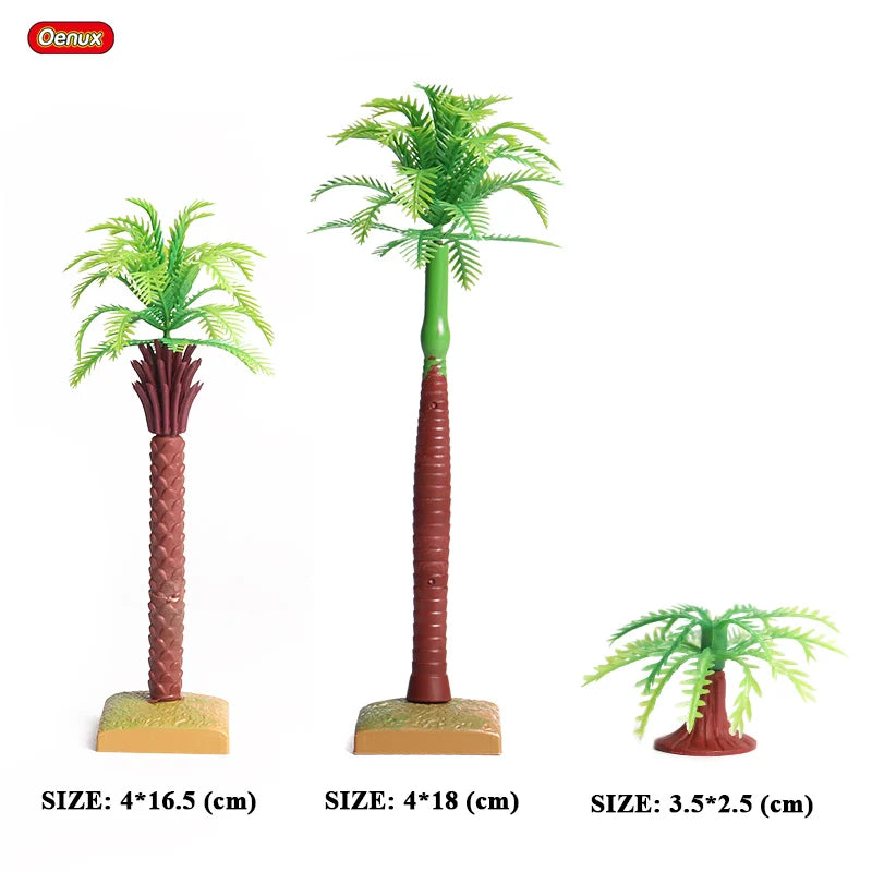 Oenux Home Decoration Simulation Farm Scene Series Animals Model Cactus Palm Trees Shove Action Figures Miniature Cute Kid Toy