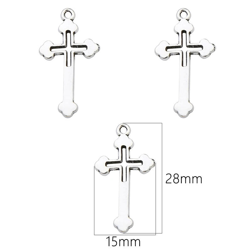 10-40Pcs 14-49mm Antique Silver Cross Alloy Charms Pendants for Necklace Bracelet Earring DIY Jewelry Rosary Making Findings