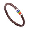 Fashion Gay Pride Rainbow Leather Bracelets For Women Men Black Brown Genuine Leather Bangle Magnetic Clasp LGBT Jewelry