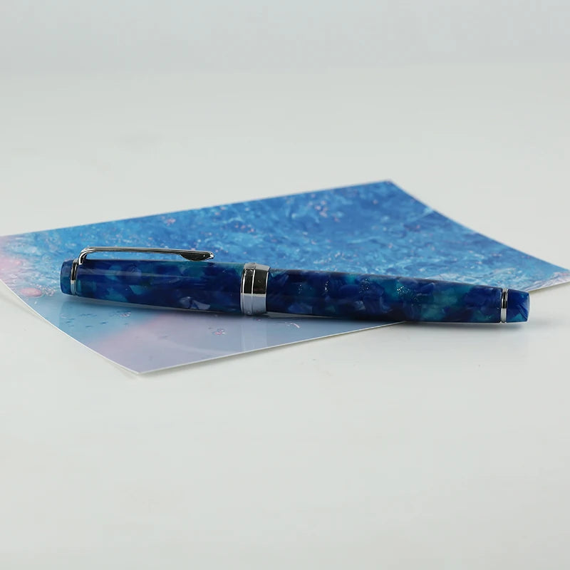 Fountain Pen ink Full Metal Clip Pens majohn New Moon Resin Fountain Pen Iridium Extra Fine Nib School Office Supplies