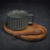 Retro European-Style Glazed Ceramic Coffee Cup Cappuccino Latte Fancy Coffee Pull Flower Cup and Saucer Suit 220ml